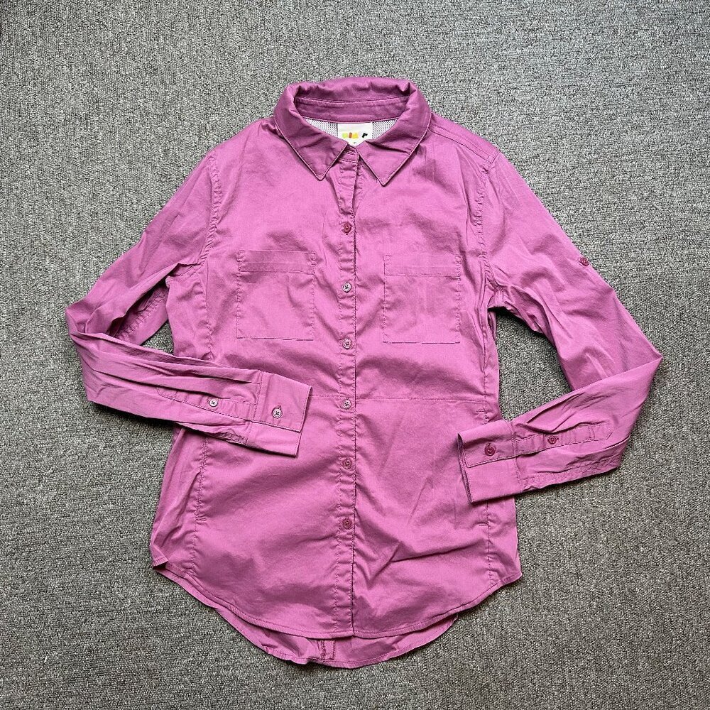 Alder Apparel Technical Hiking Travel Outdoor Vented Button Down Pink Sz XS